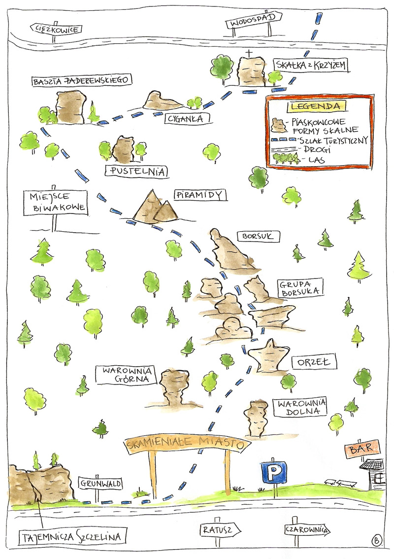 mapa Skamieniałe Miasto, Ciężkowice